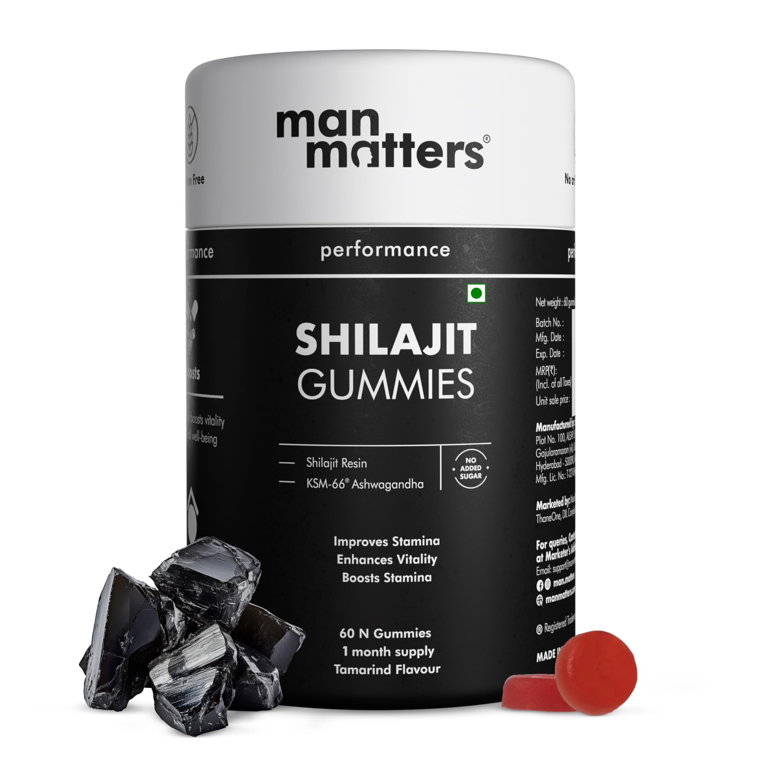 300 mg Pure Himalayan Shilajit Gummies for Men I75% Fulvic Acid I KSM 66 Ashwagandha| Boosts Stamina, Strength, Energy| Lab Tested I No Added Sugar | Non GMO I Pack of 60 (30 day pack)