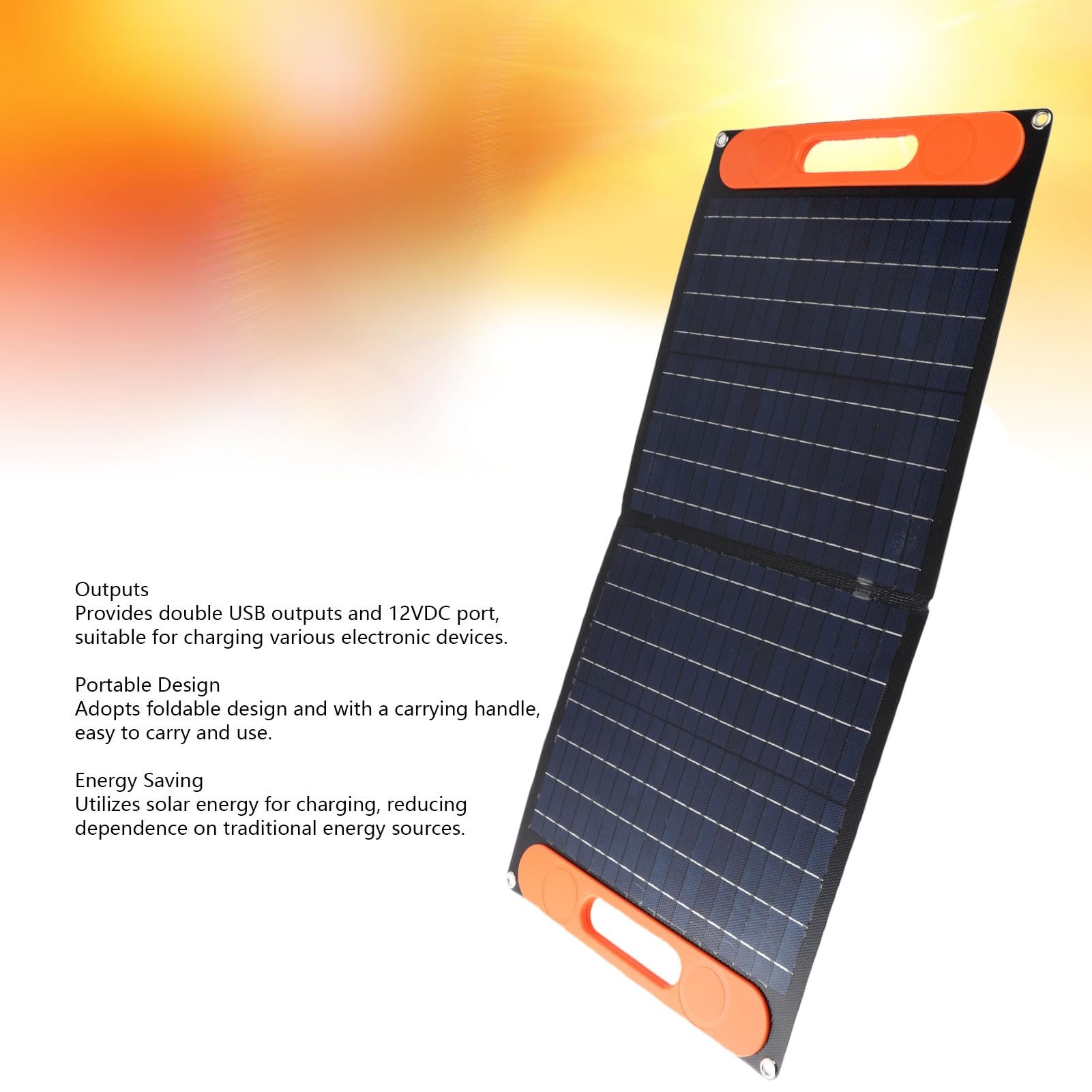 Caricatore Monocristallino Portatile con Pannello Solare da 80 W (Grigio)