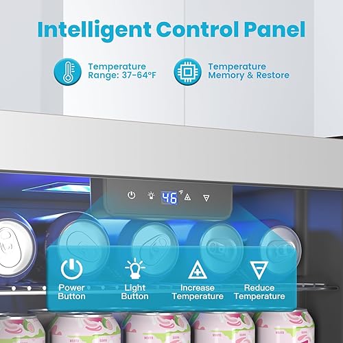 Miniatura 3 de Refrigerador y enfriador de bebidas de 17 pulgadas, mini refrigerador de bebidas de 116 latas con puerta de vidrio reversible para refrescos,