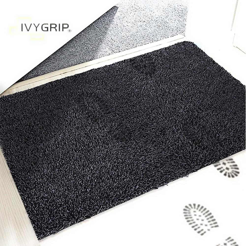 Large Black 48"x32" Magic Doormat,Super Absorbs Mud Rubber Back Door mat,Non-Slip Indoor Outdoor Low Profile Machine Washable Pet Shoe Scraper Carpet,Rug for Entryway