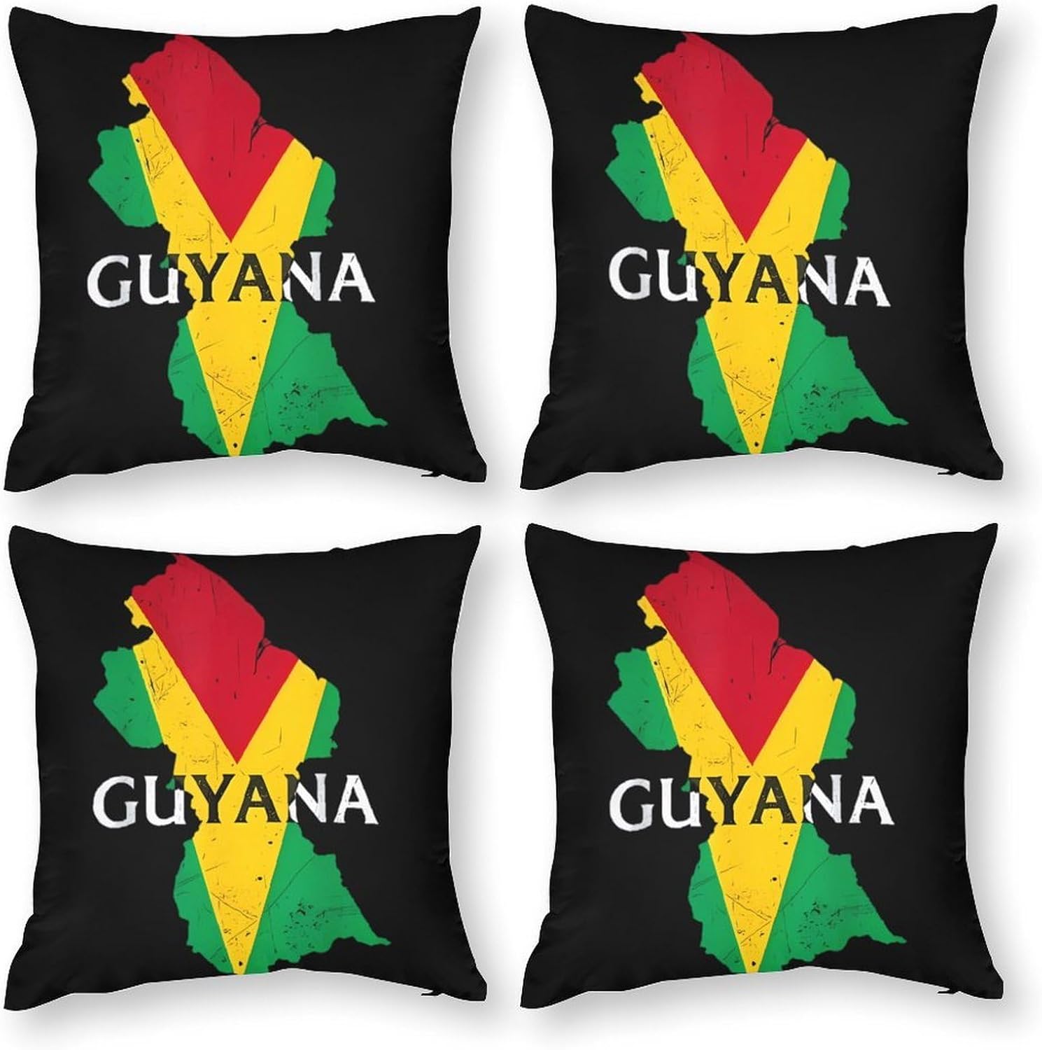 Guyana Flag Map Printed Throw Pillow Case 4 Pcs Soft Pillowcases Pillows Covers Sofa Bed Decor 12/14/16/17/18/20/22/24/32 Inches