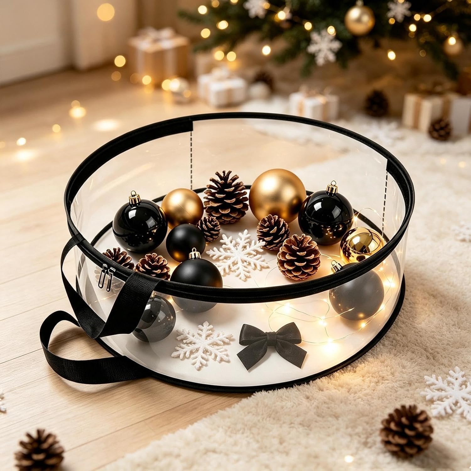 Christmas Wreath Storage, Clear Ornament Organizer Bin for Festive Decorati | Holiday Decor Organizer, Transparent Storage Alternative, Protects Ornaments And Prevents Damage For Home Apartment Garage