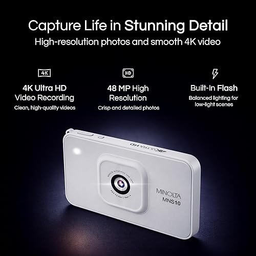 Miniatura 2 de Minolta Cámara digital de 48 MP - Video HD ultra delgado de 4K, pantalla LCD IPS de 2.9”, lente de enfoque automático con estabilización de imagen