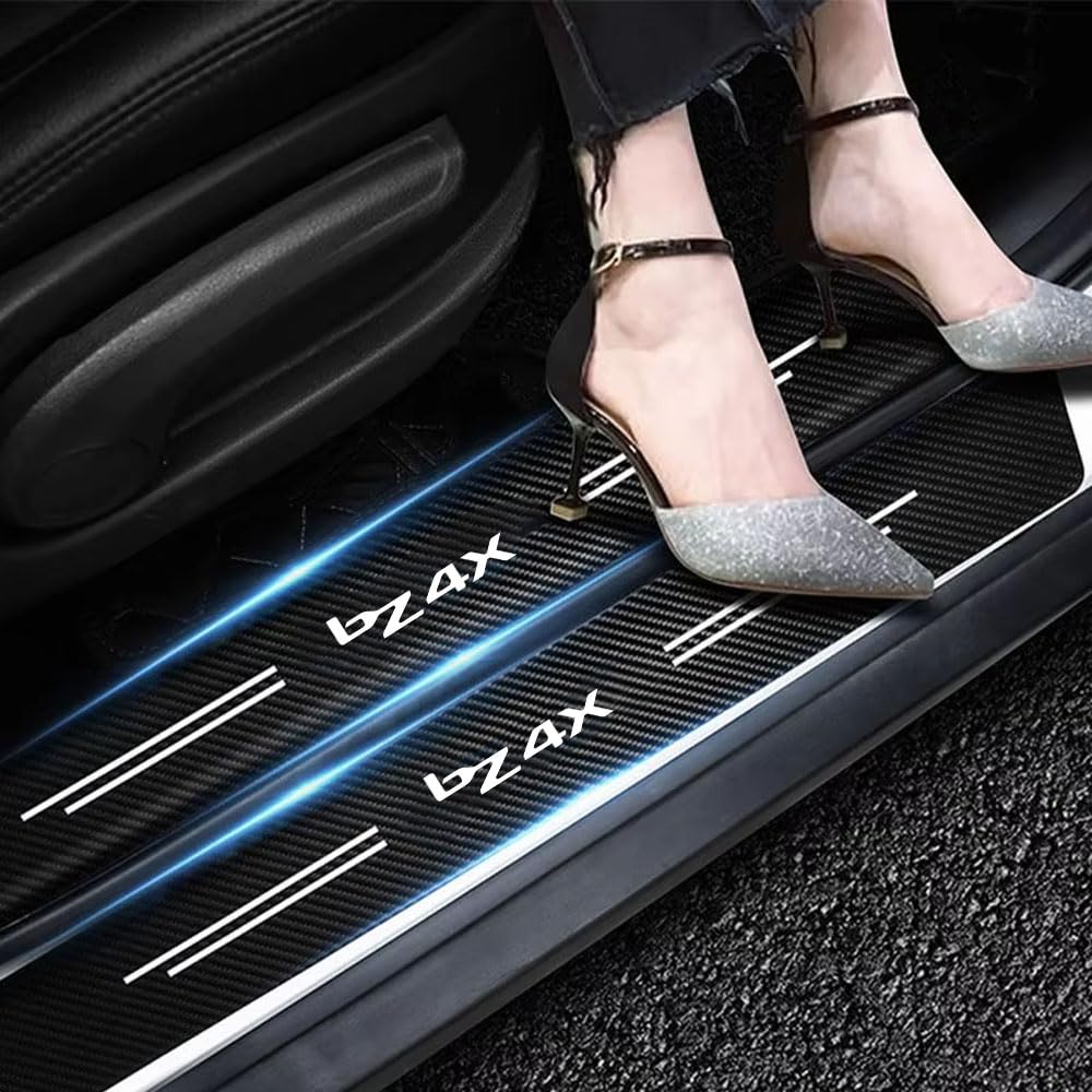 FOR 新型 bZ4X XEAM10 YEAM15型 改良型（2025年10月～現行）カーボン製車のドア敷居スカッフカバー ブラックドアパネルガードプロテクター 傷防止装飾 For 新型 bZ4X