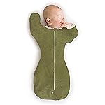 SwaddleDesigns Transitional Swaddle Sack, Arms Up Half-Length Sleeves & Mitten Cuffs, Swaddle for Newborn Transition to Baby Sleep Sack Wearable Blanket, 3-6 Month, 14-21 lb, Heathered Green Turtle