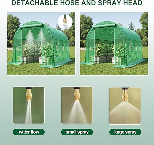 Vista 38 de Invernaderos de 12 x 7 x 7 pies para exteriores resistentes, grandes casas verdes para exteriores con 6 ventanas de malla ventilada, puerta