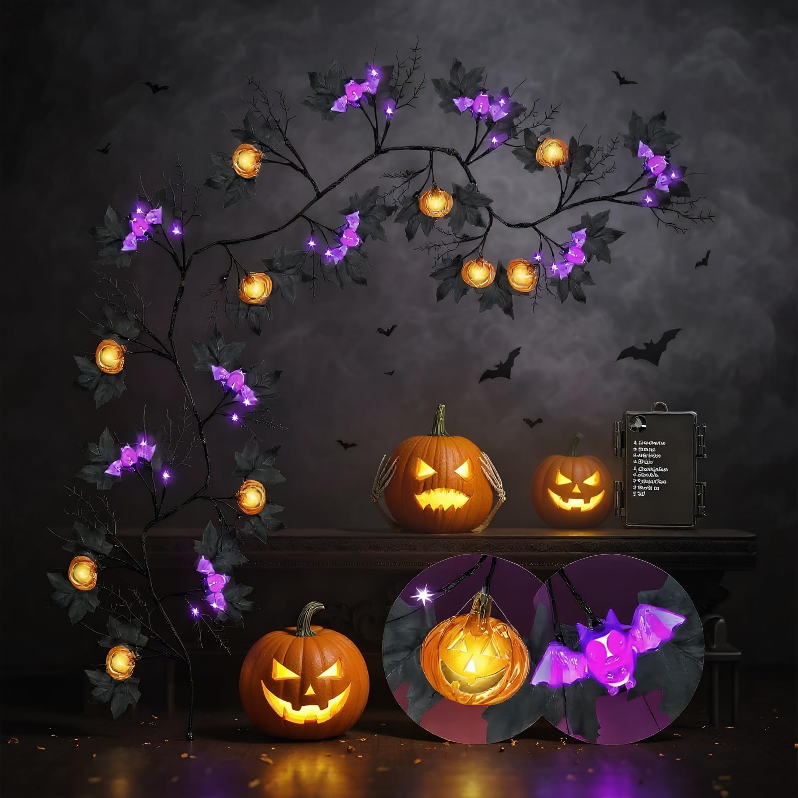 Lampki sznurkowe Halloween Dekoracyjne girlandy wodoodporne z 8 trybami
