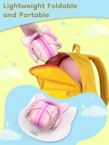 Vista 44 de Orejeras de seguridad con reducción de ruido de 31 dB con diadema ajustable para adultos y niños, protección auditiva, para autismo sensorial, negro