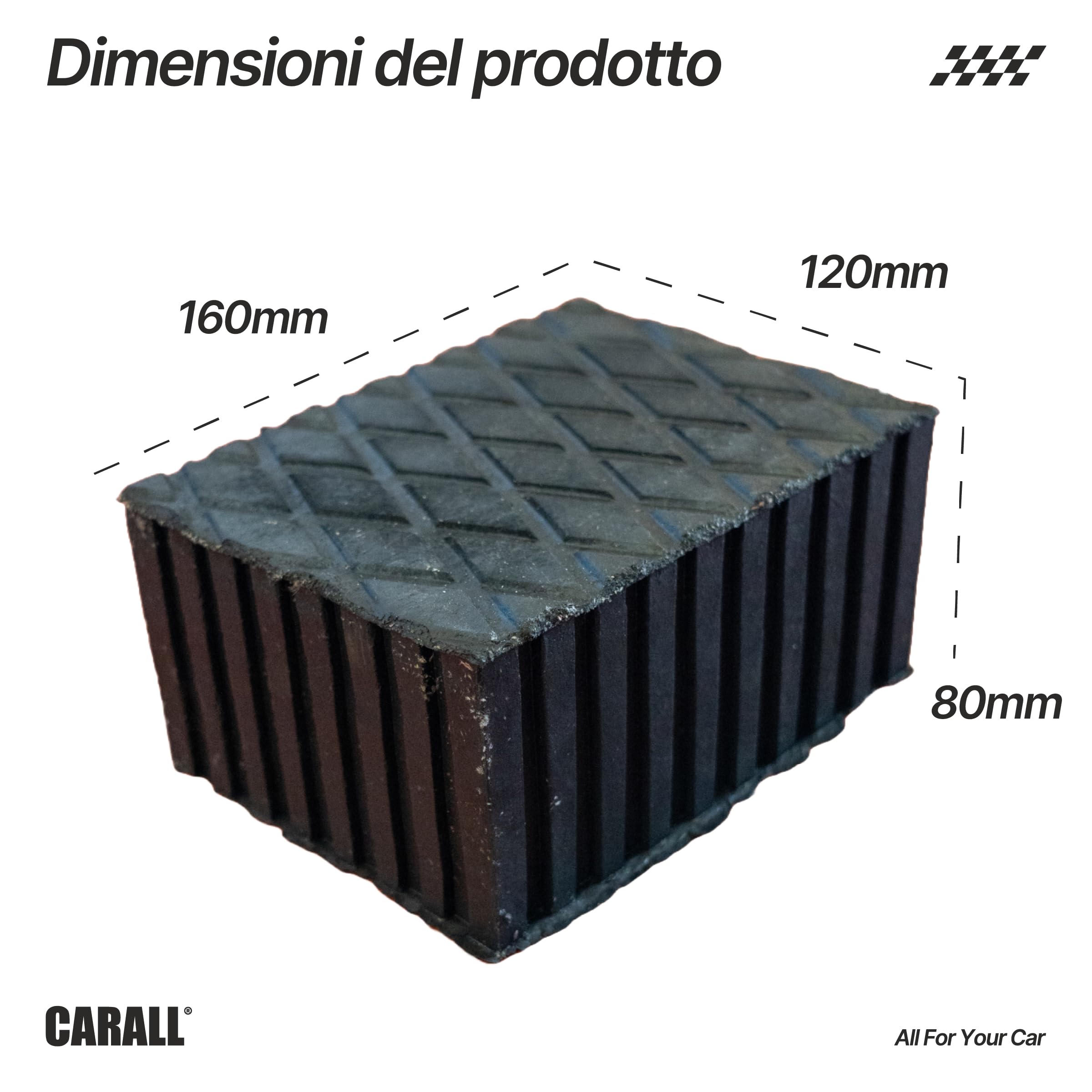 4 almohadillas para puente elevador, 160 x 120 x 80 mm, almohadillas de goma rectangulares, compatibles con Ravaglioli Corghi OMCN, fabricado en Italia