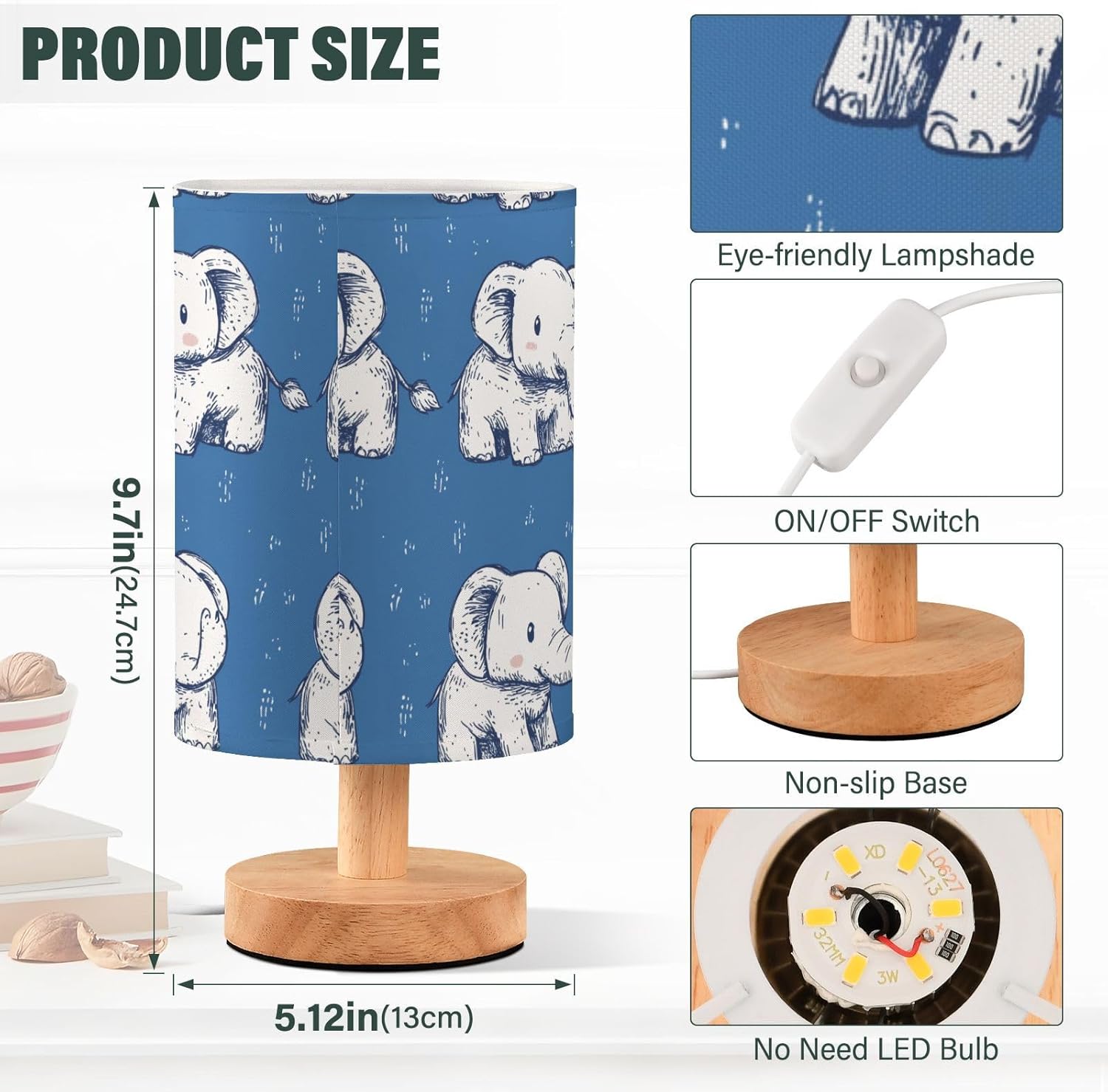 Cartoon White Cute Elephants End Table Lamp Desk Lights for Indoor Lamp for Kids Room Small lamparas de nesa