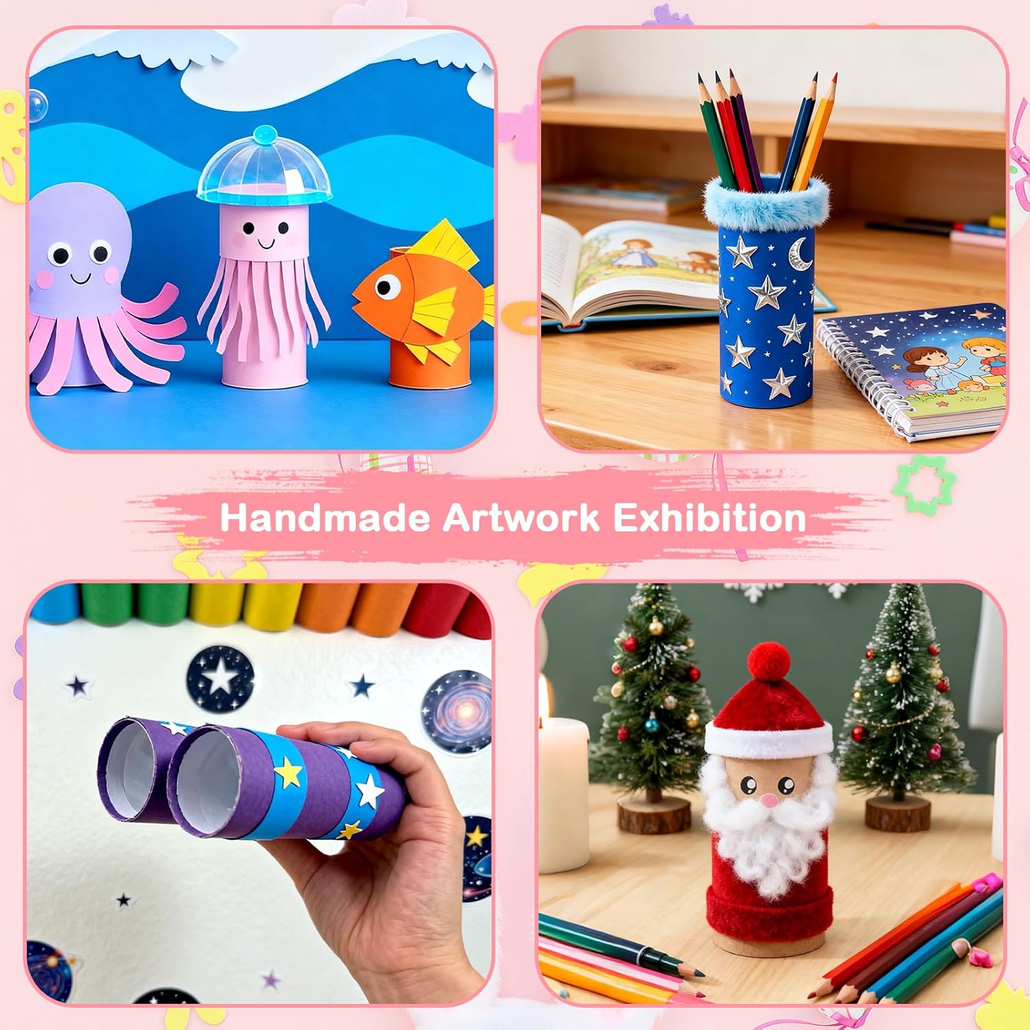 120 Pack Cardboard Tubes for Crafts-1.57x3.74 Inches&1.5x3.4 Inches-Resistant Toilet Paper Rolls Craft Tubes for DIY, School Supplies-Include 50 Sheets A4 Colorful Paper-Brown