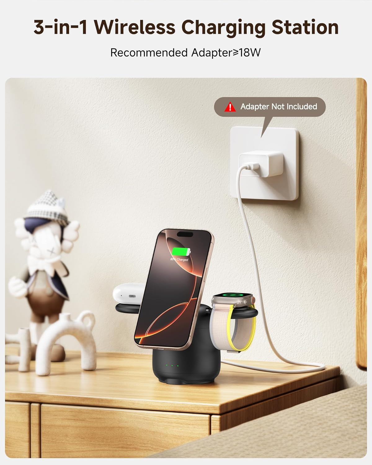 SwanScout MagSafe充電器用充電ステーション 3イン1ワイヤレス充電器 iPhone 17/16/15/14/13/1