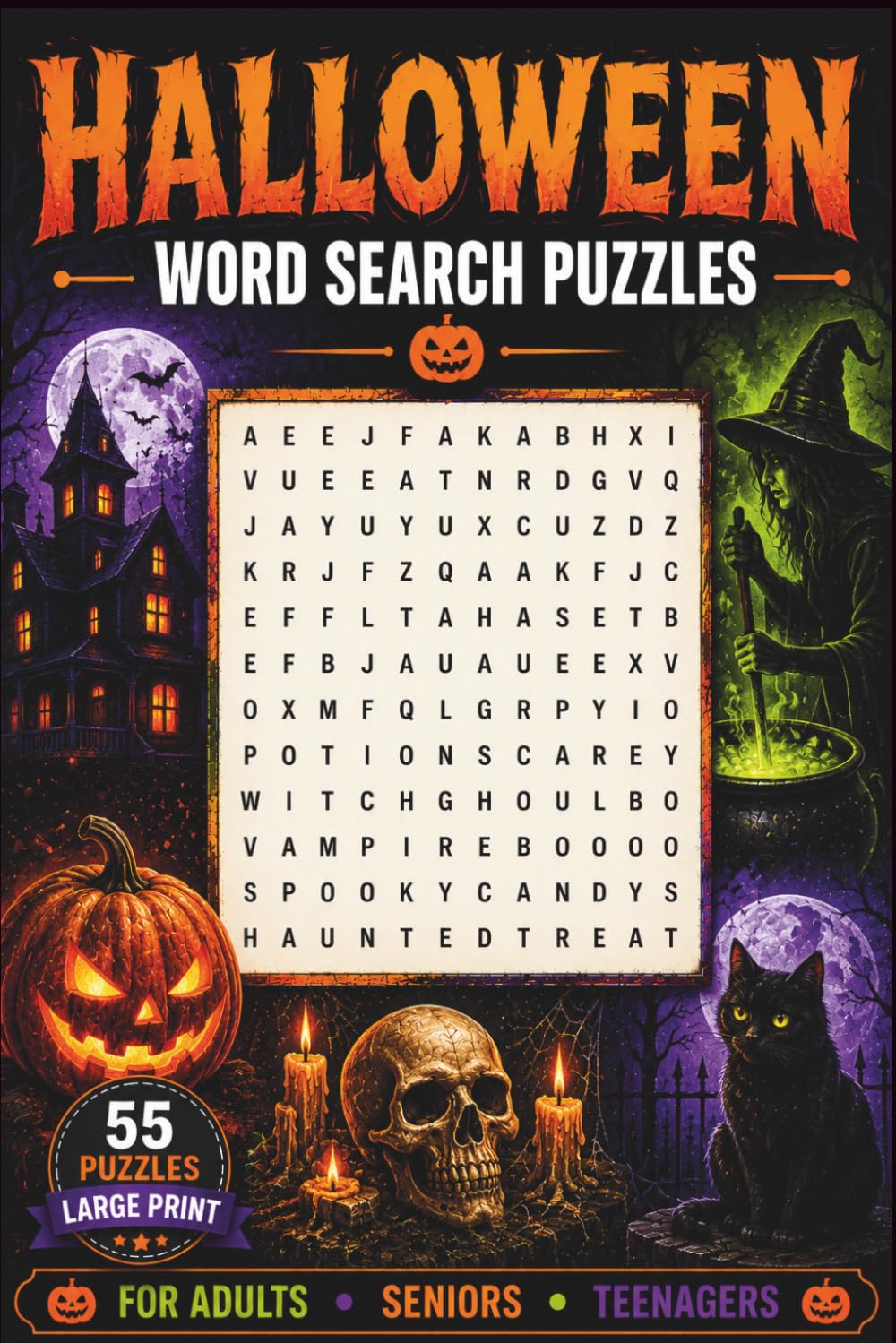 Halloween: Word Search Puzzle Book Featuring Halloween-Themed Words — Ghosts, Witches, Pumpkins & More | 55 Puzzles | 6×9 Inches | For Adults, Seniors & Teenagers