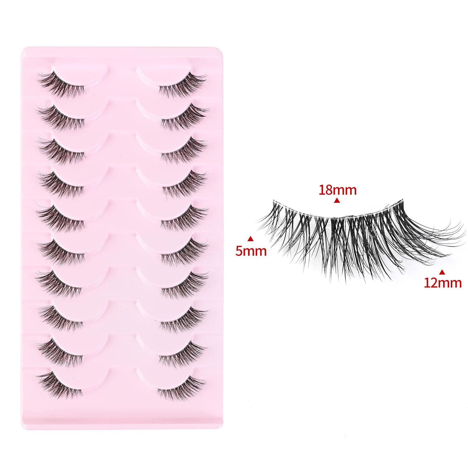 10 Paia Mezze Ciglia Finte, Half Lashes Cat Eye, Finte Naturali Fake Eyelashes Riutilizzabile