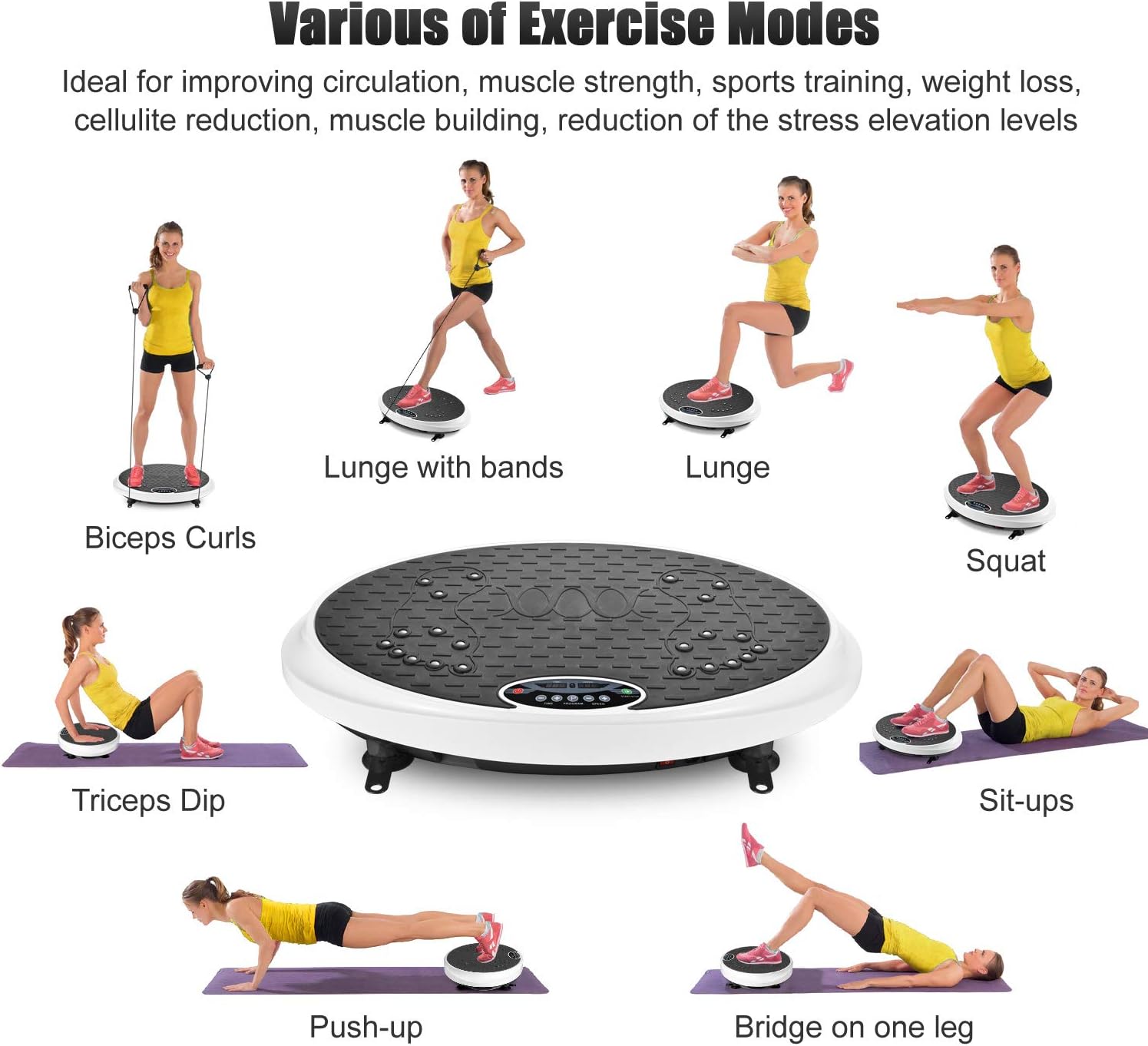 IDEER LIFE Vibration Platform Exercise Machine, Whole Body Exercise Vibration Plate, Full Body Vibration Massage for Home Fitness&Weight Loss w/Loop Bands//Remote Control/Magnet Massage