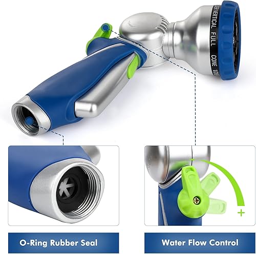 Miniatura 5 de RESTMO Boquilla de manguera de jardín con cabezal giratorio ajustable de 180, rociador de manguera de alta presión, 10 patrones de rociado, gatillo