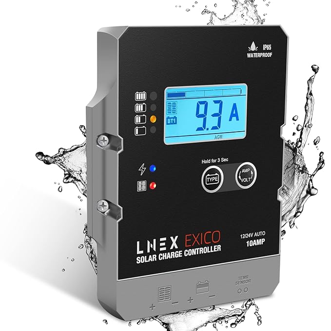 Solar Charge Controller Waterproof, 10A Super Thin Panel Battery Intelligent Regulator