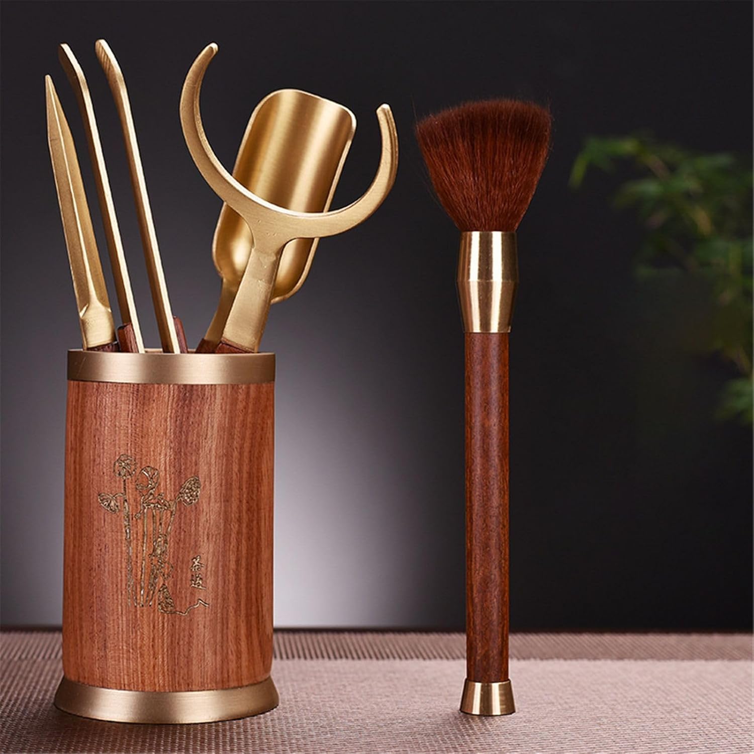 Solid Wood Tea Ceremony Kung Fu Tea Set Tea Clamp Tea Cup Fork Holding Pot Pen Pu'er Tea Knife Tea Accessories-Color5