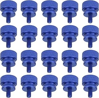 HELIFOUNER 20 Pieces 6-32 Thread, Blue Color Anodized Aluminum Computer Case Thumbscrews, Thumb Screws for Computer Case/Cover/Power Supply/Hard Drives