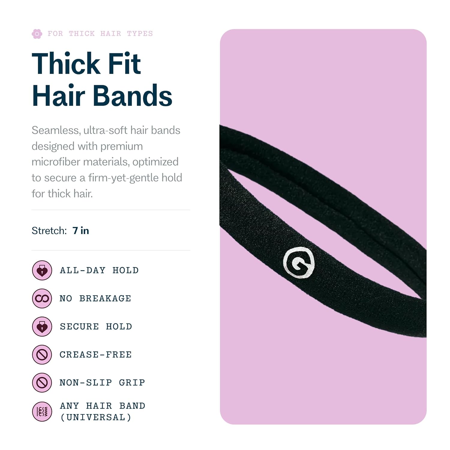 Gimme Beauty Thick Hair Ties Seamless Nylon - 18 Pack, Black