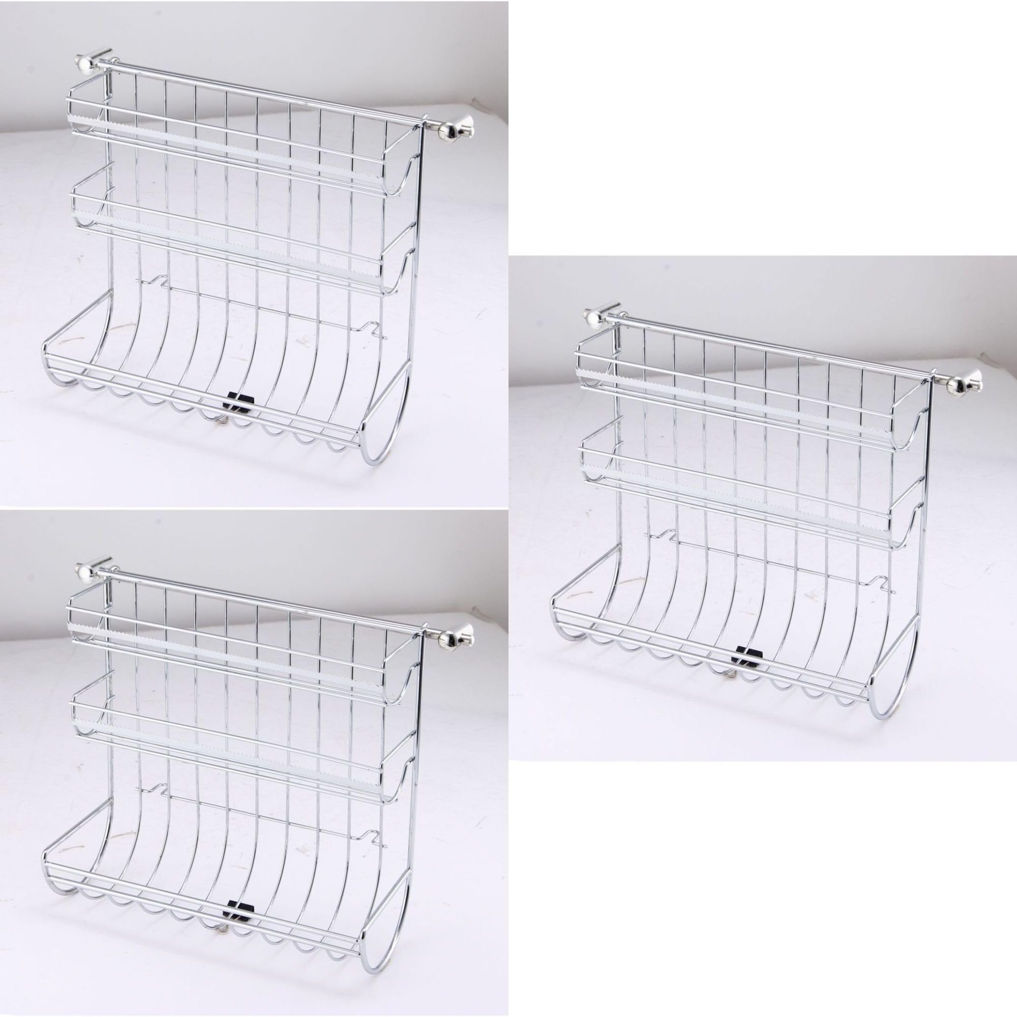 Novaliv 3 unidades de listones de cocina con soporte para rollos de 31 x 33 x 17 cm, soporte para rollos de cocina, sistema de barandilla, barra colgante y soporte para utensilios de cocina para una