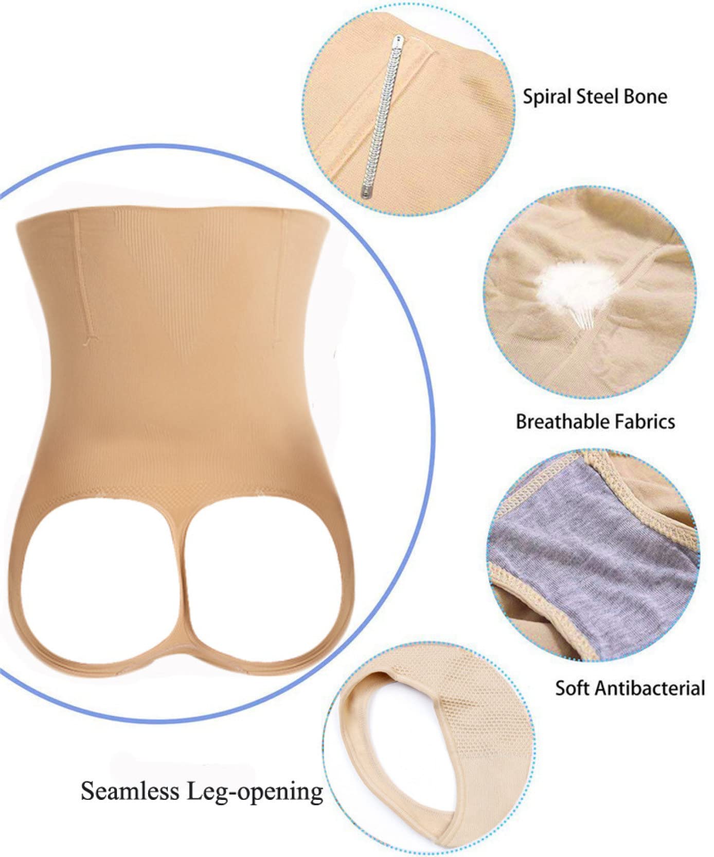 ISCBAFYX Body z funkcją treningu talii, push up, unoszą pośladki, figi wyszczuplają brzuch, spodenki modelują ze stali szydełkowej