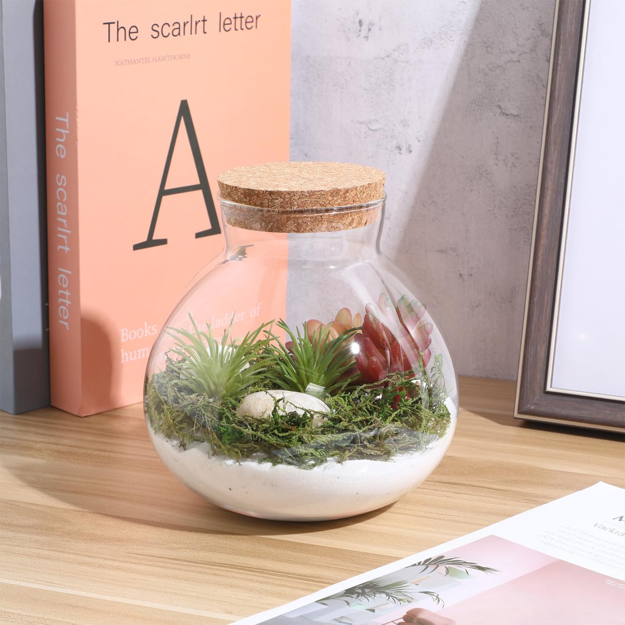 Happyyami Pflanzen Terrarium Micro Landschaft Flasche Klar Glas Anlage Terrarium Container aus Glasflasche Fisch Tank mit korkdeckel DIY Vase 15cm
