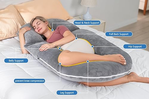 Miniatura 9 de INSEN Almohadas de embarazo, almohada corporal desmontable para dormir, enfermera y relajarse, almohadas de embarazo multiusos para mujeres