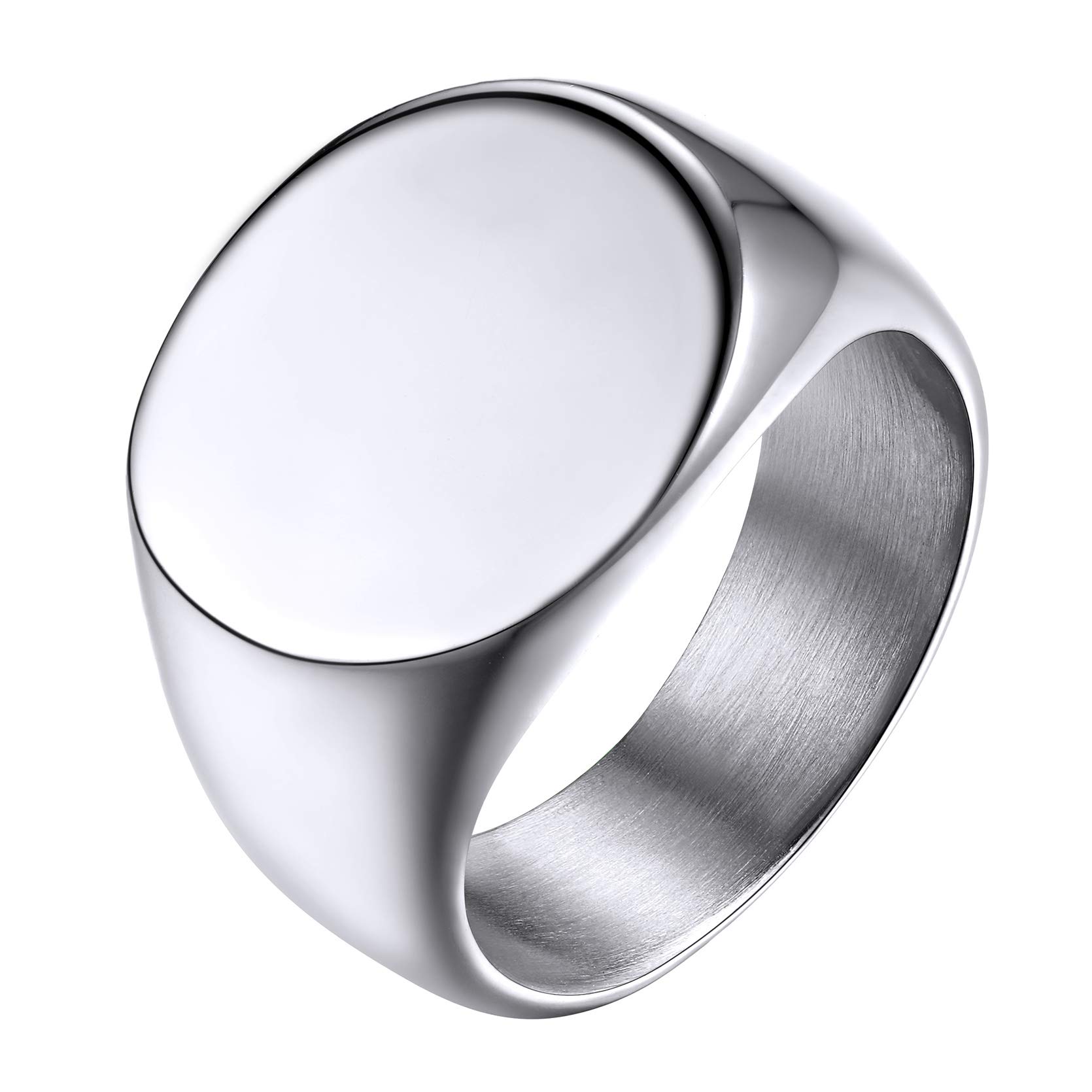 GoldChic JEWELRY Anello Uomo Con Sigillo Quadrato/Rotondo In Acciaio Inossidabile 316L Per Uomo, Anllo Chevalier Anello Uomo Acciaio Inossdiabile Taglia 14,5-32 Regalo per Uomo