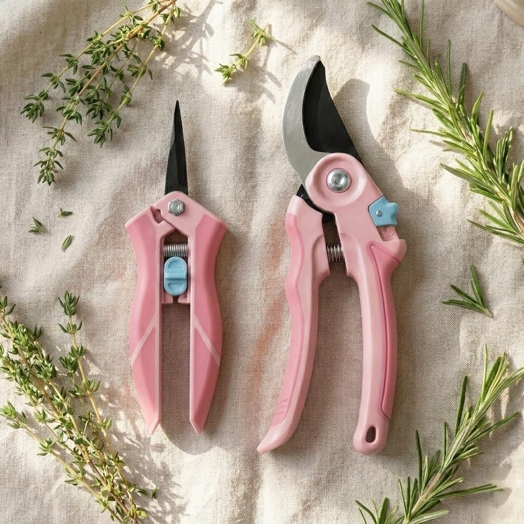 Pruning Shears 2-Pack, Bypass 8" & 6.25", SK5 Steel Garden Shears | Japanese SK5 steel blades, non-stick rust-resistant coating, safety lock, lightweight. Ideal for roses, flowers, shrubs.