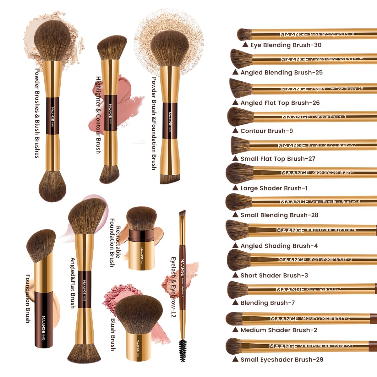 MAANGE Makeup Brush Set with Organizer Bag