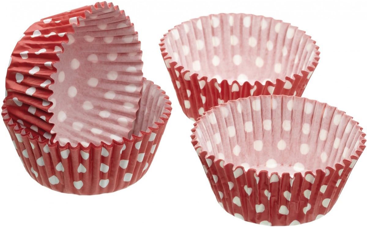 KitchenCraft Sweetly Does It Cupcake Cases, Red Polka Dot Print, Paper, Red, 7 cm, Pack of 60