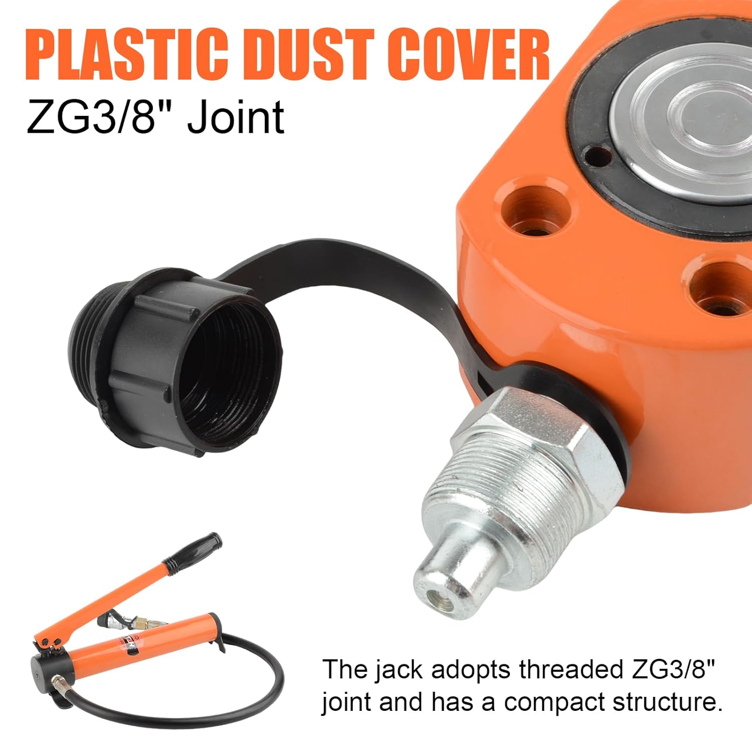 HZLZRZ 20 Ton Hydraulic Ram Jack and Single Acting Lifting Cylinders, Porta Power Hydraulic Kit, Industrial Mini Cylinder, Stroke 0.44in (Jack/201)