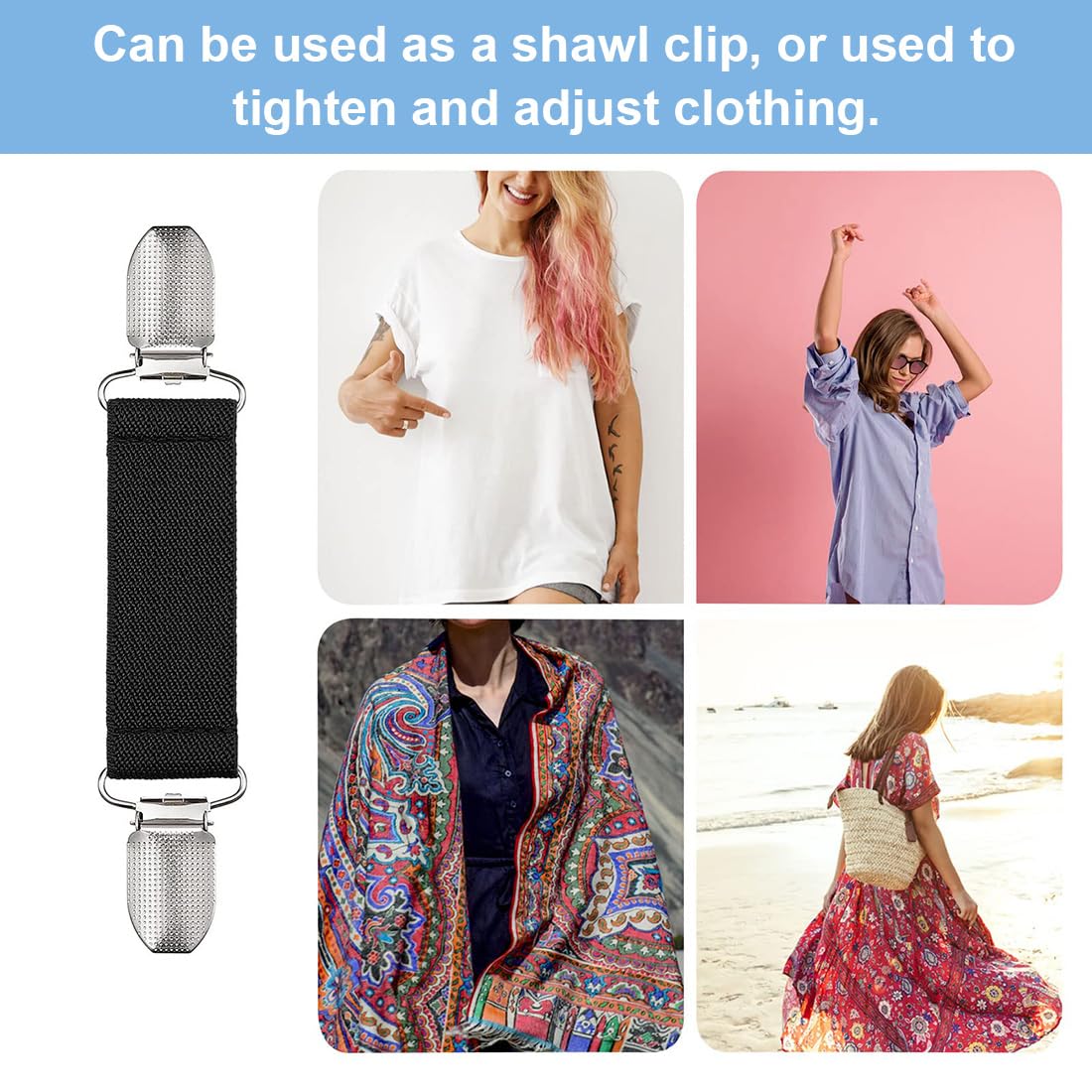 3 clip per maglioni, clip per abito RCA, cardigan, clip elastiche
