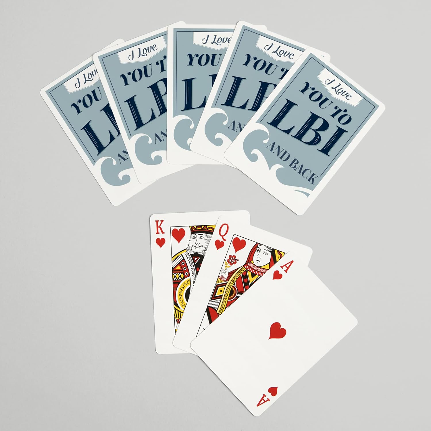 Lantern Press Love You to LBI and Back, Beach Sentiment, Light Blue, 52 Playing Cards for Adults, Poker Size Card Deck
