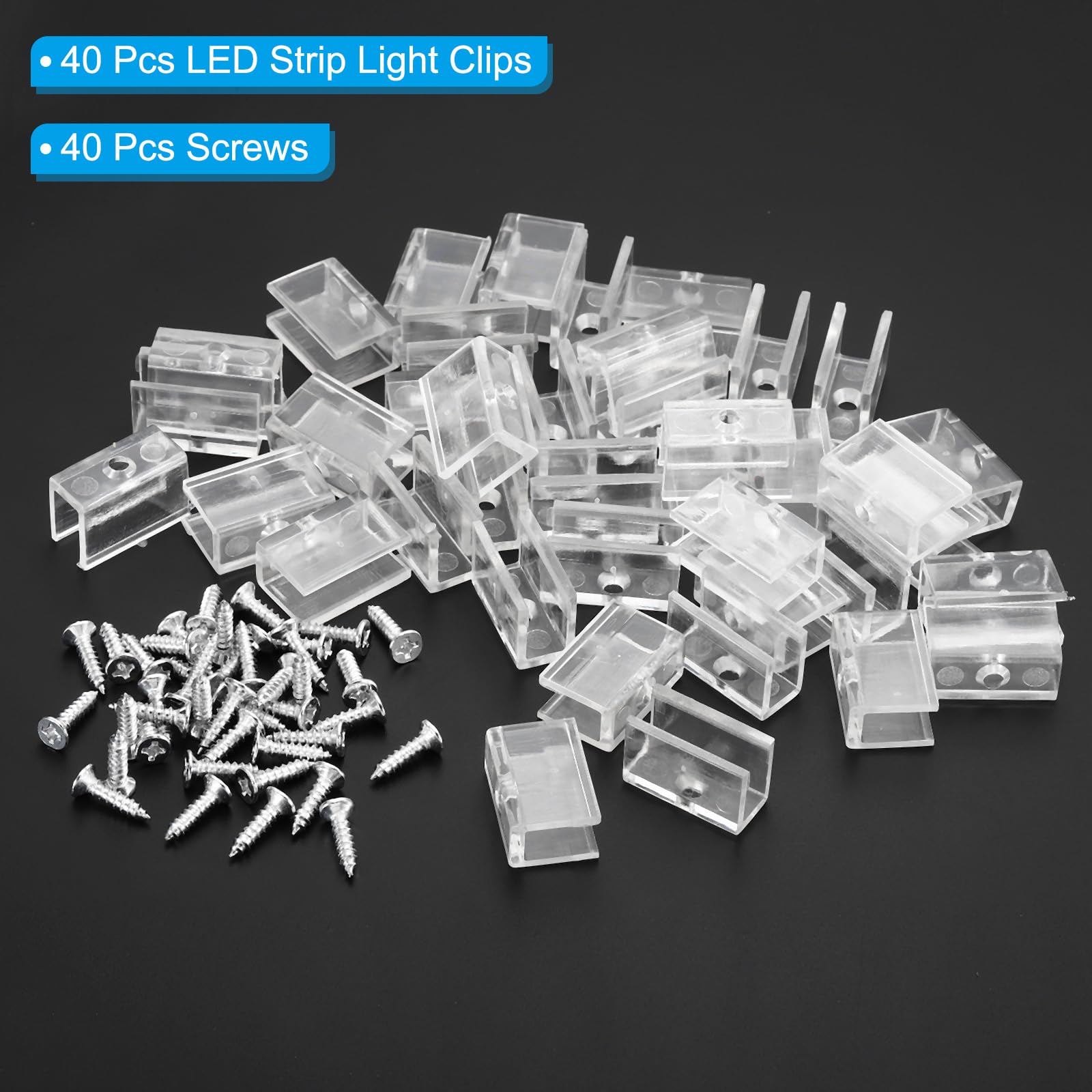 PATIKIL Clip per Strisce LED, Confezione da 50 Supporti di Montaggio in Plastica con Viti per Cavi a Nastro RGB 12mm, Bianco