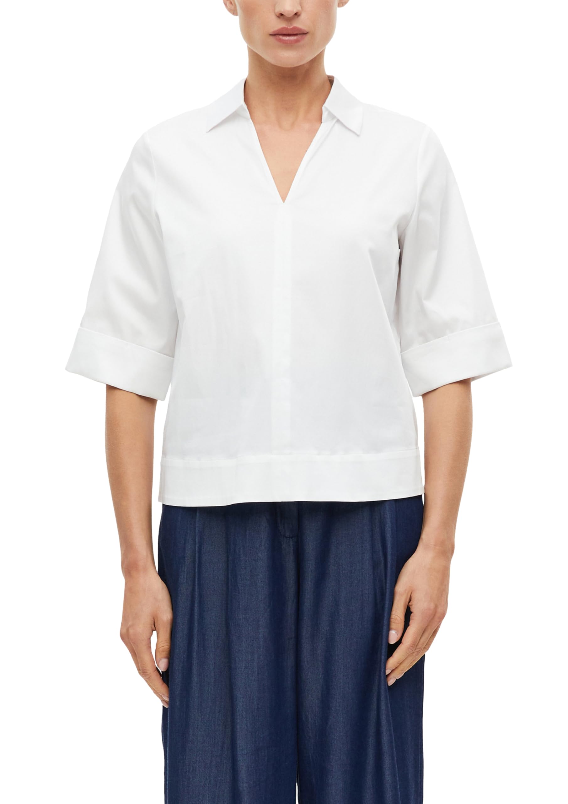s.Oliver Women's 2178601 Blouse with Tunic Neck (Pack of 1), White, 18