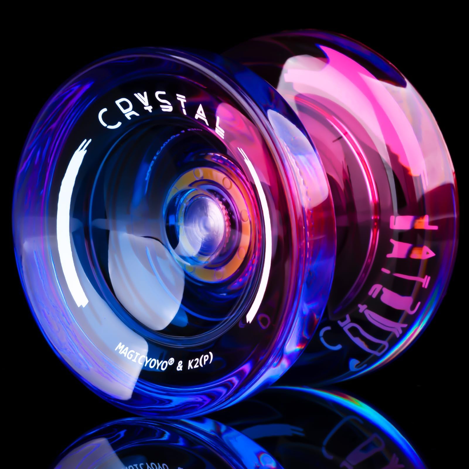 Magicyoyo K2 Crystal Responsive Yoyo For Kids 8-12, Professional Fingerspin Trick Yo Advanced, Dual Purpose Mode With Unresponsive Bearing+12 Strings+Yo-Yo Case Bag (Pink Purple Gradient)
