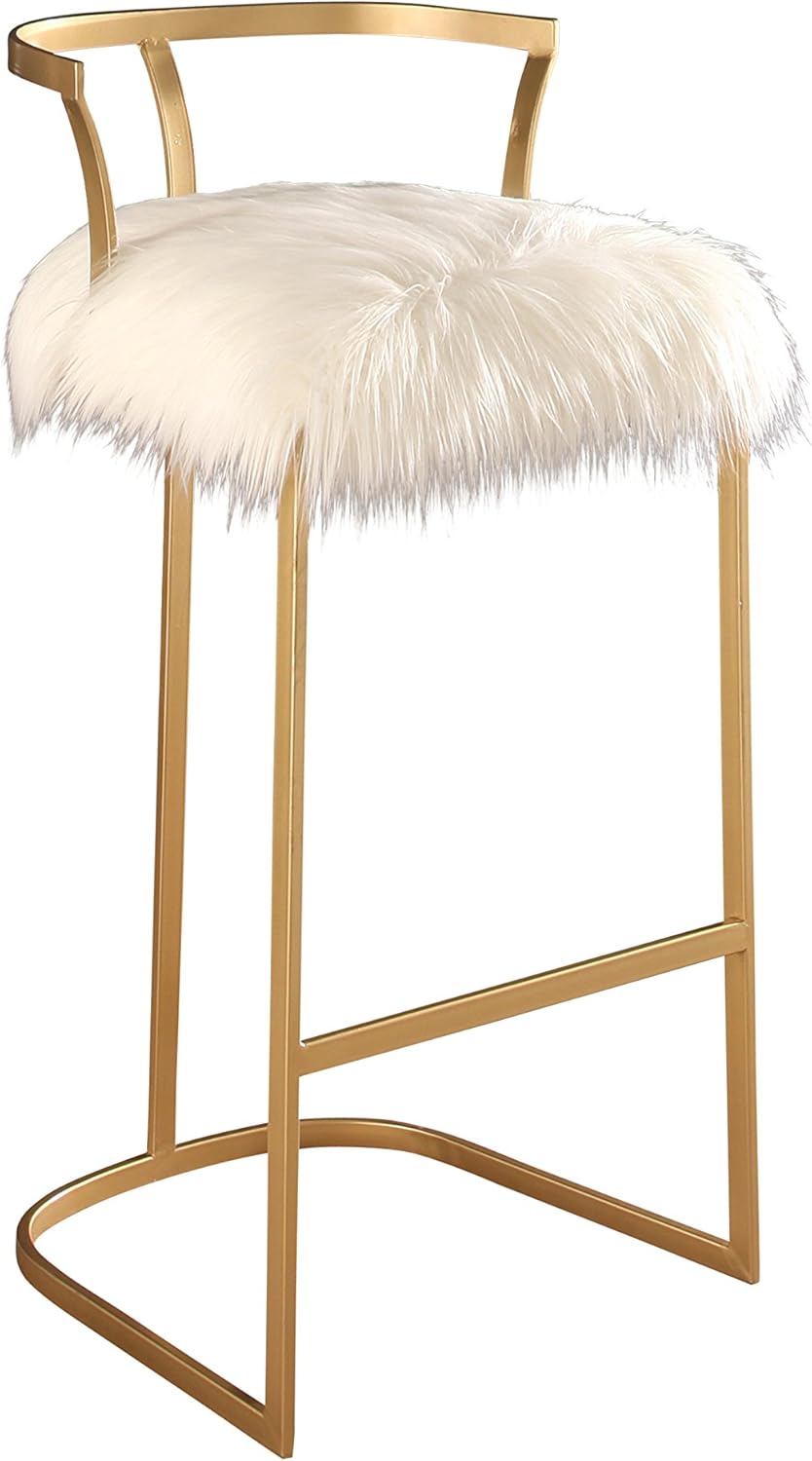 abbyson santino outdoor furniture on Abbyson Faithe Faux Fur Bar Stool White Gold Furniture Decor Amazon Com