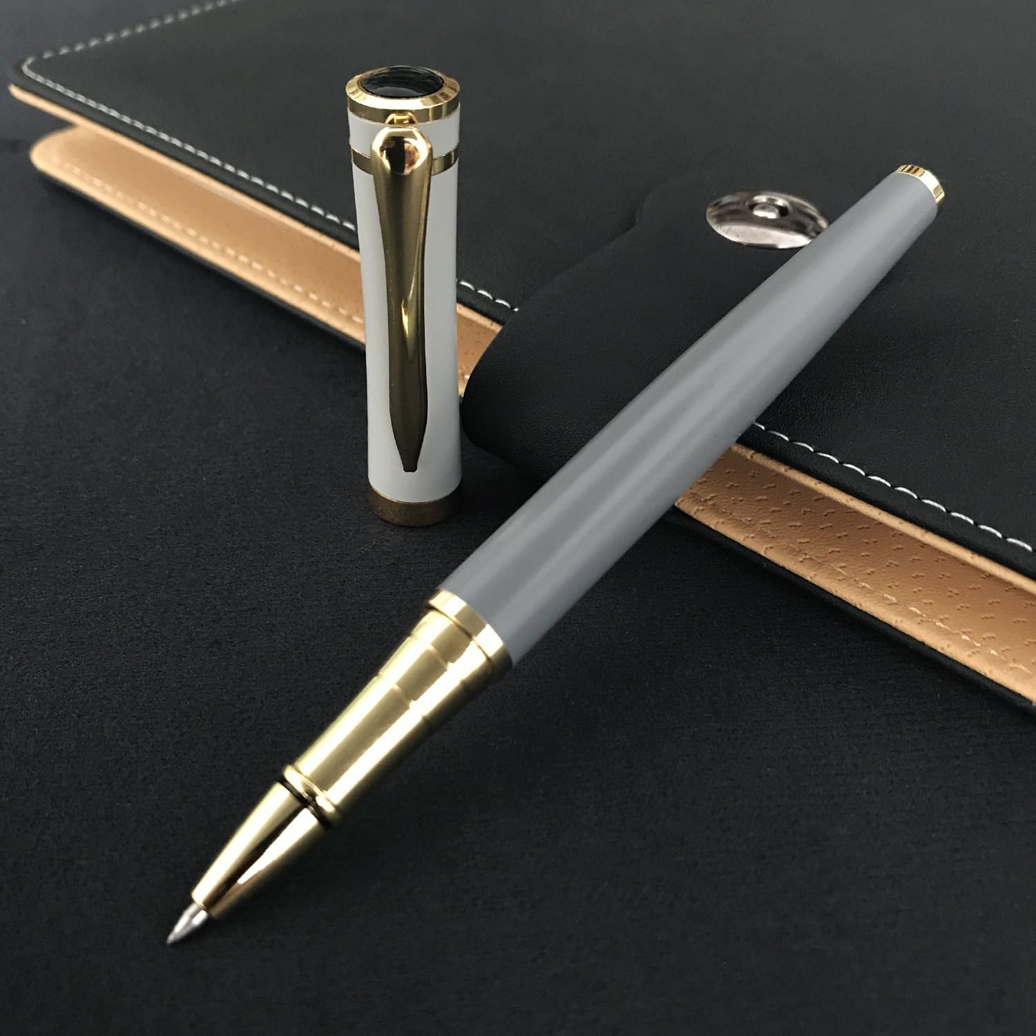 HSK Luxury Ballpoint Pens gift Pen Black Refill Line width 0.5mm,Best Ball Pen Gift Set for Men & Women Professional Executive,Office,Nice Pens Classy Gift Box (Grey) - Image 3