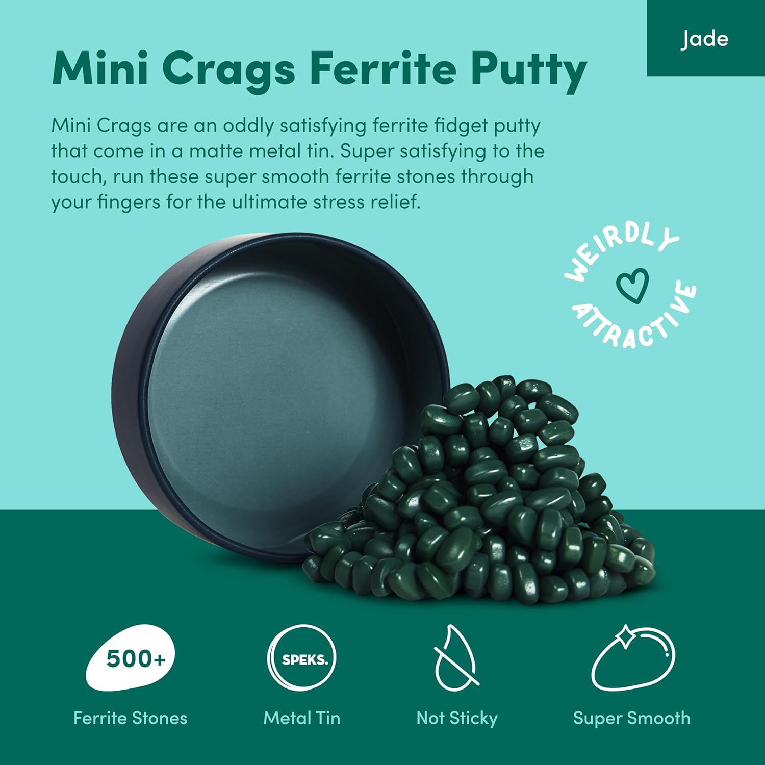 Speks Crags Ferrite Putty | 1000+ Ferrite Stones in a Tin | Fidget Toy for Adults & Teens 14+ | Desk Toy for Office or Stress Relief Present | Matte Jade, Large