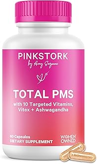 Pink Stork PMS Supplement for Women - Vitex, Ashwagandha, Maca Root & 10 Vitamins & Minerals to Support Hormone Balance, Mood, Bloating, Period Regularity - 60 Capsules