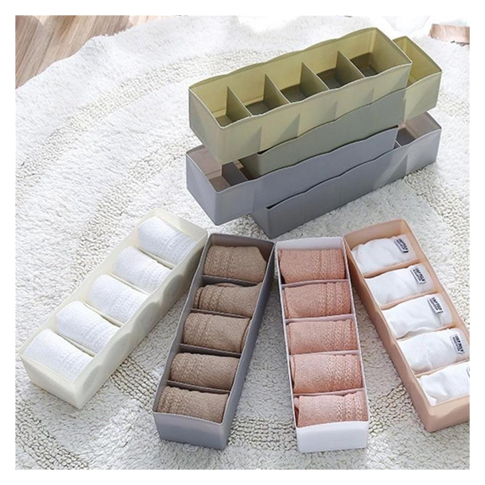 Générique 1 pièces 5 grilles sous-vêtements Chaussettes Rangement tiroir en Plastique Placard Organiser tri diviseur Accessoires de Bureau Panier(Pink)
