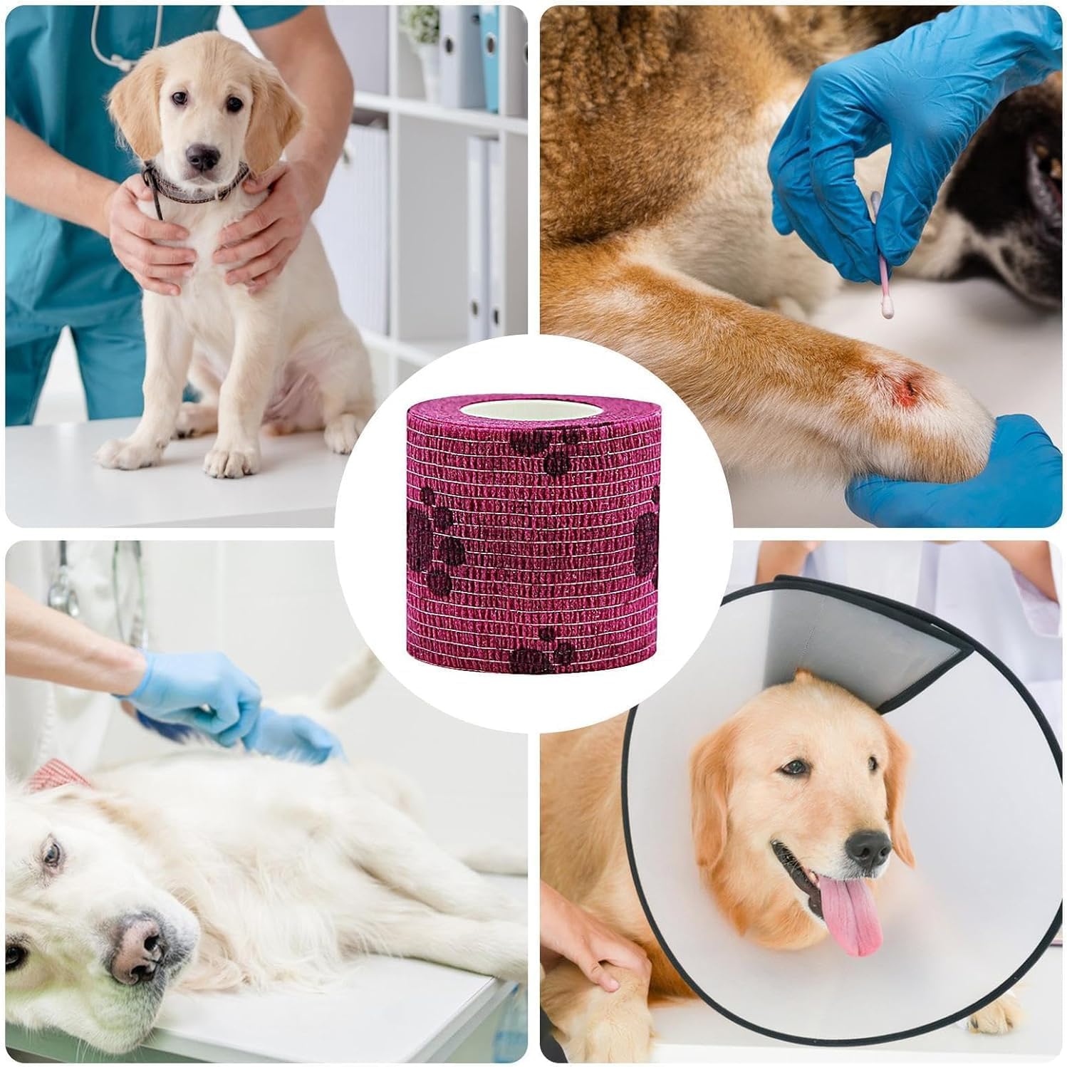 Desenli Kendinden Yapışkanlı Elastik Bandaj Köpek Kedi Pati Bandajı Sargısı Koruyucu Sargı