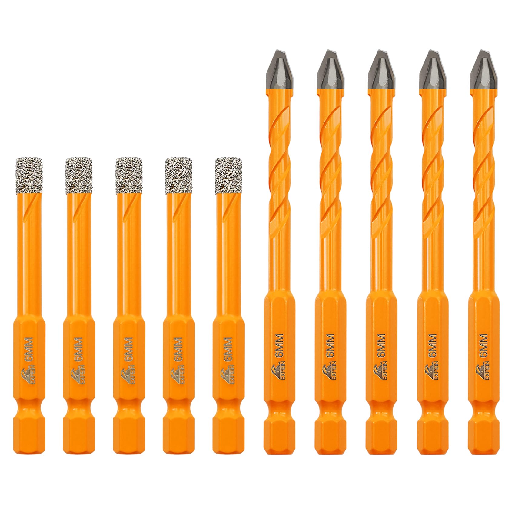 EXFEIN Diamond Tile Drill Bits and Carbide Masonry Drill Bits 10pcs/set