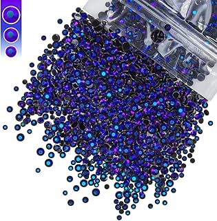 3 Sizes Black Violet AB Resin Rhinestones for Bedazzling Crafting 3mm 4mm 5mm Mix Flatback Jelly Stones Diamonds Gems Charms for Nails Face Eyes Makeup Tumblers Bottles DIY Crafts Clothes Shoes