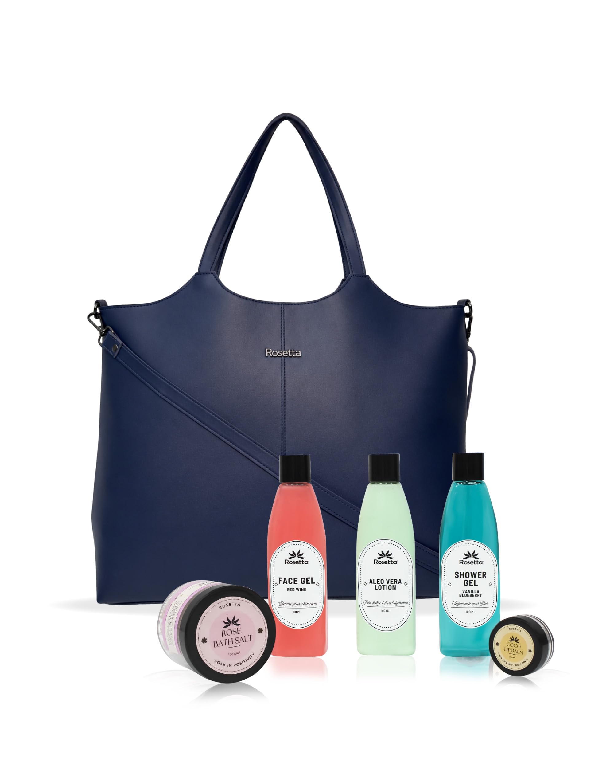 Rosetta Women's Blue Large Tote Handbag Combo with Beauty and Skincare Kit Spacious Shoulder Bag for Office Travel Shopping College Daily Use-image-31