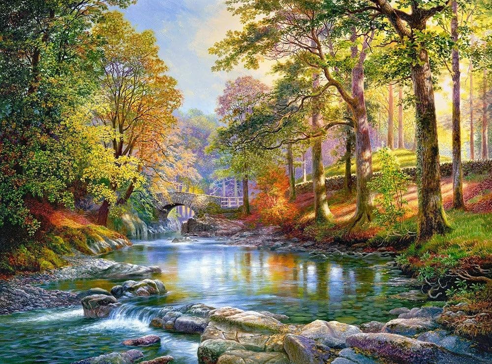 CASTORLAND 3000 Piece Jigsaw Puzzles, Along The River, Forest Stream, Relaxing Scene, Charming View Jigsaw, Nature Puzzle, Adult Puzzle, Castorland C-300532-2