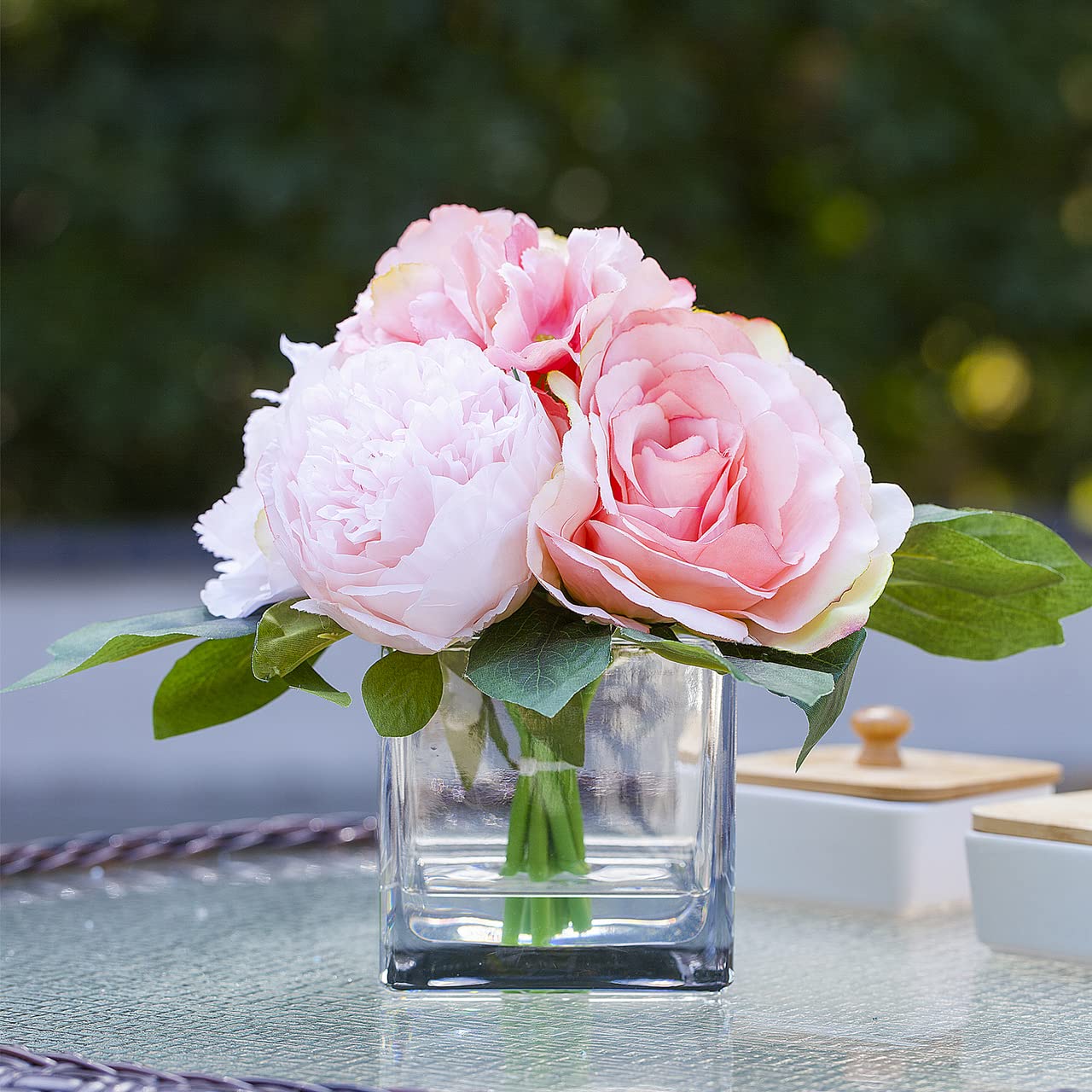 Amazon.com: Enova Floral Set of 4 Cube Glass Vase, 4x4X4 Inch