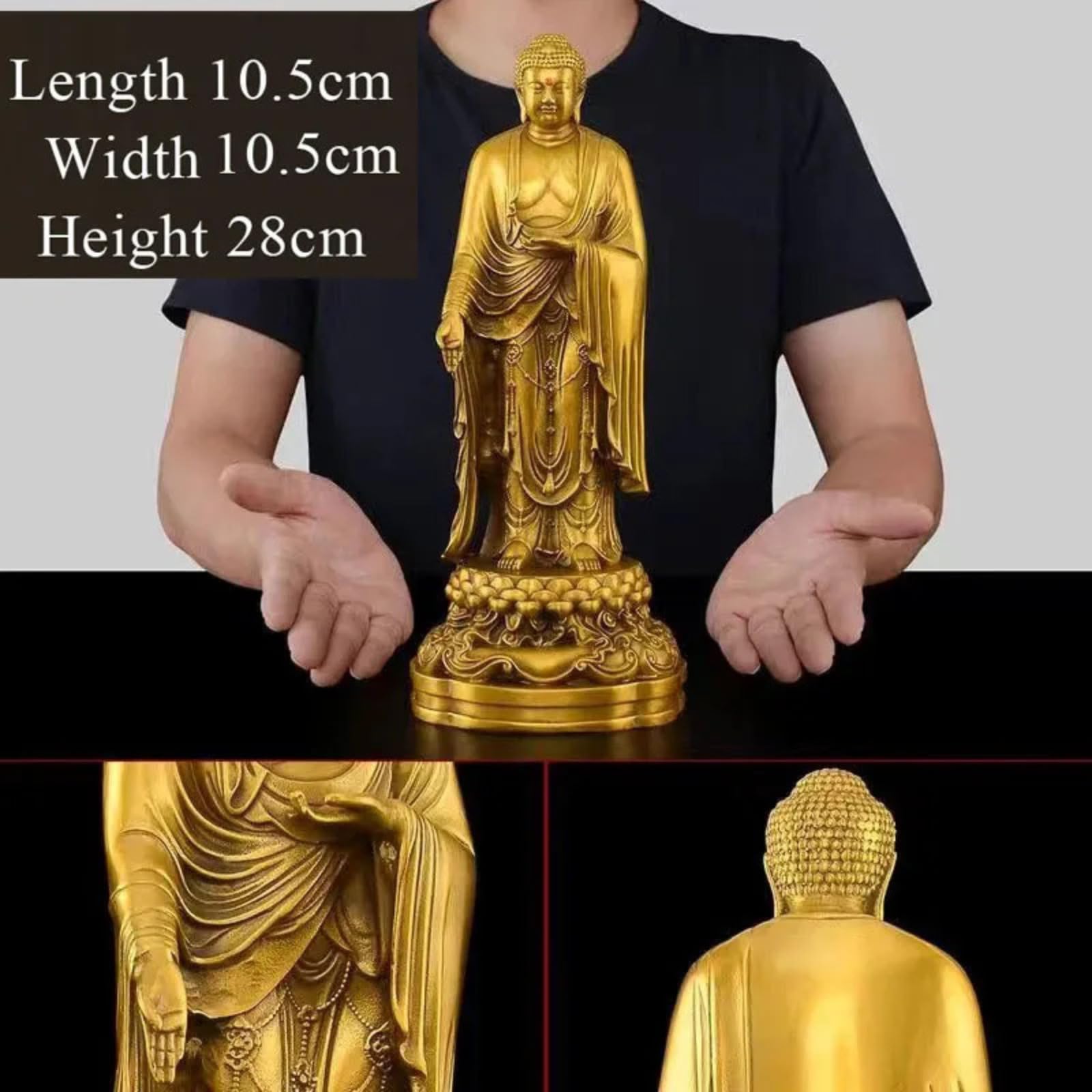 Statua di Buddha Amitabha, in ottone, 28 cm, decorazione artigianale per casa, ufficio, Fengshui